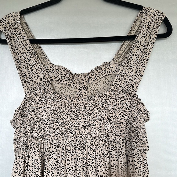 Japna Leopard Print Midi Dress Sleeveless Button-Up Chic Size L 💯 Rayon - Picture 4 of 8